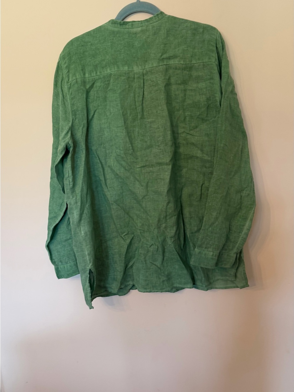 J Jill Love Linen 100% Linen green button down top with gold buttons size large - Picture 2 of 10